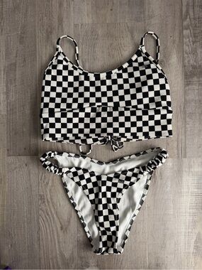 Salty Honey Checkered Black & White Bikini Set